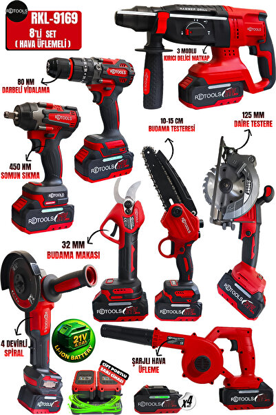 RETOOLS BORDO 8’Lİ SET (DAİRE TESTERE + MAKAS + TESTERE + HAVA ÜFLEME)