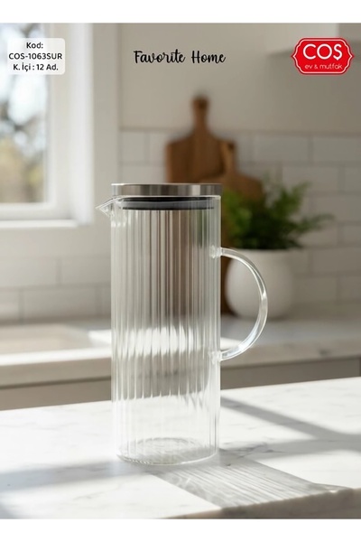 Coşev 1.5 LT Metal Kapaklı Borosilikat Metal Kapaklı Cam Sürahi