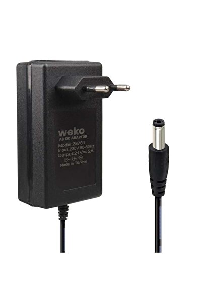 WEKO 21 Volt - 2 Amper 5.5*2.5 Mm Uçlu Kırmızı Yeşil Ledli Priz Tipi Şarjlı M...