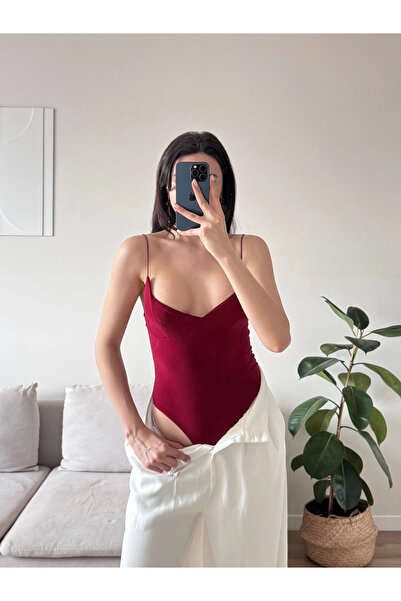 Zoom Butik Askılı Basic Bodysuit - BORDO