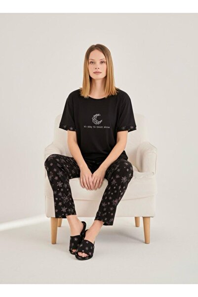 Pijama Sanati KADIN MİLAN KUMAŞ BİSİKLET YAKA PİJAMA TAKIMI