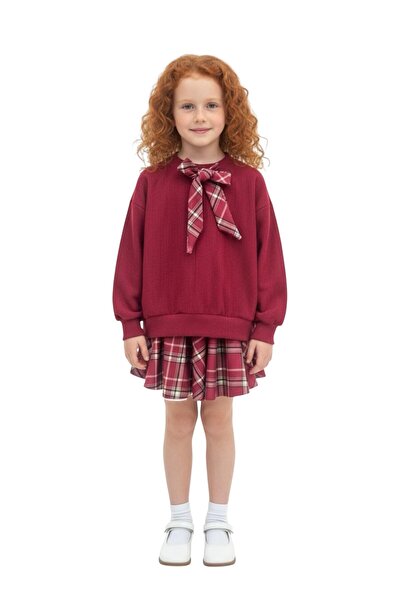 ERDEM KIDS Κοριτσίστικο Εορταστικό Σετ - Καρό Φούστα και Μπλούζα Διπλό Σετ