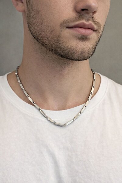 More Black Men's Steel Necklace Cube Triangle Model Chain