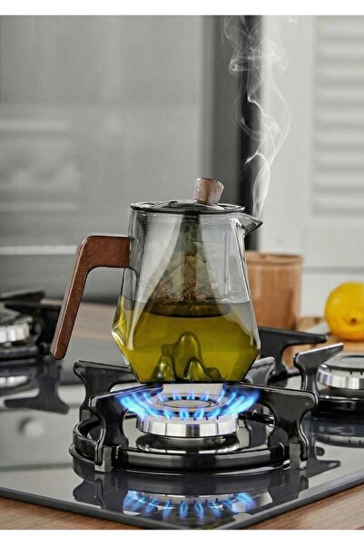 HomeTarz Kinu Smoked Borosilicate Glass Teapot - 500 Ml, Slanted