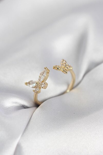 Inure Jewelry Butterfly Model Zircon Stone Gold Color Women's Ring