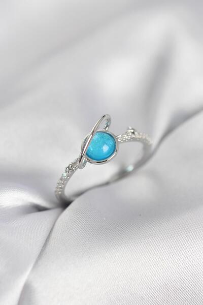 Inure Jewelry خاتم نسائي من حجر الزركون الفضي اللون طراز ساتورن