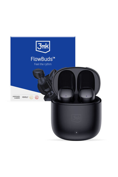 3MK Căști wireless BT5.3 cu anulare pasivă a zgomotului, FlowBuds, negre