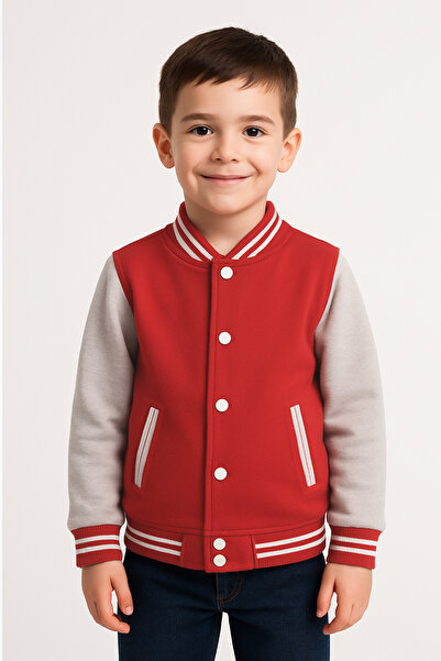 FOR BOYSS Boys Varsity Jacket with Snap Buttons