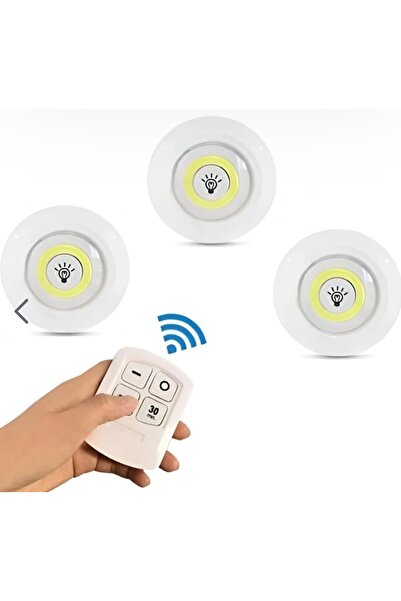 MZK Uzaktan kumandalı 3 lü spot lamba pilli raf ışığı