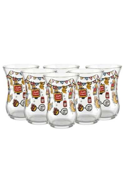 Generic Ramadan Glass Tea Cup Set – 1 Set × 6 Pieces