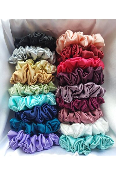Handmade 4’lü Karışık Renk ve Desen Lastikli Scrunchies Tokalar (Hediyelik Kı...