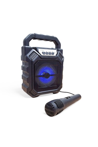 UpWay Şarjlı Mikrofonlu Led Işıklı Bluetooth Hoparlör - USB-AUX-TF Kart-FM Radyo