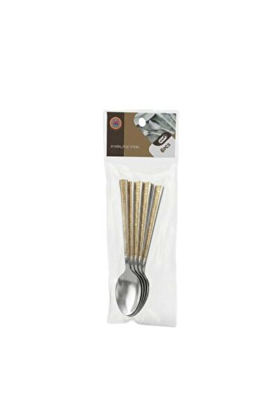 Generic Small Golden Patterned Stainless Steel Spoon Set – 6 Pieces