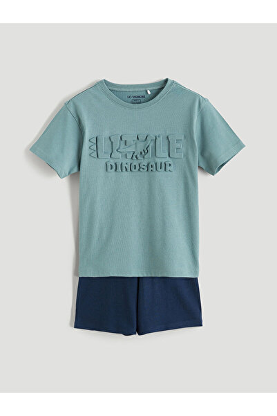 LC Waikiki Vizyon New Season Embossed Printed Boys' Shorts Pajama Set