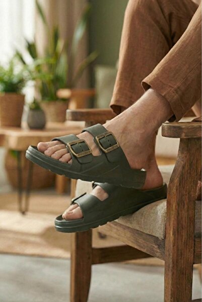 Oksit Polley Erkek Çift Eskitme Tokalı Anatomik Tabanlı Günlük ve Plaj Terliğ...