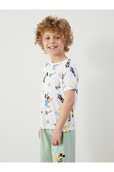 LC Waikiki Ozmarka New Season Mickey Mouse Printed Shorts Pajama Set
