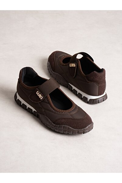 ALEMDAR AYAKKABI Sarto Brown Velcro Women's Sneakers