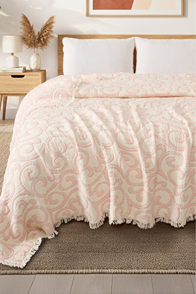 EVFENDİ Divan Pudra 5 Katlı Dolgulu Jakarlı Müslin Yorgan Çift Kişi 220x240 c...