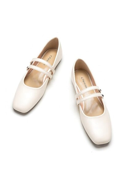 C Paravano C.Paravano Women's Ballerinas, Square Toe, White, 40 EU