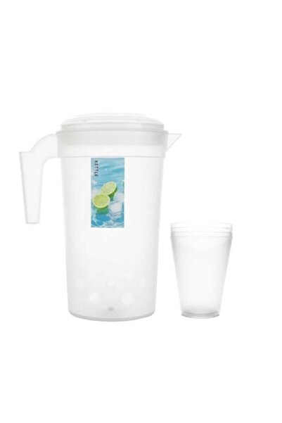 Generic Transparent Plastic Jug with Cups – Capacity 2.4 Liters