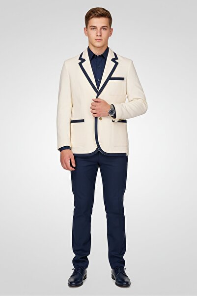 Gant Men Regular Fit Solid Semi Formal Blazer, Cream
