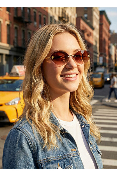 LUPİX Women's Crystal Embossed First Oval Design Sunglasses