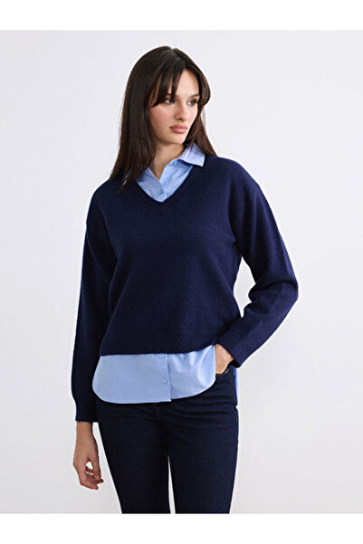 LC Waikiki Rmz Gi̇yi̇m Farkiyla Shirt Roba Collar Women's Knitwear Sweater