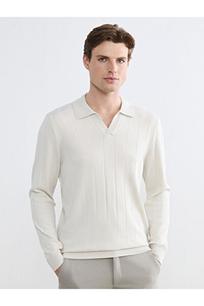 LC Waikiki Rmz Gi̇yi̇m Farkiyla Devrik Roba Collar Men's Knitwear Sweater