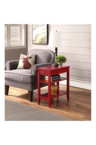 Poyraz Furniture Accessory Çekmeceli ve Raflı Yan Sehpa, Salon, Antre, Hol, A...