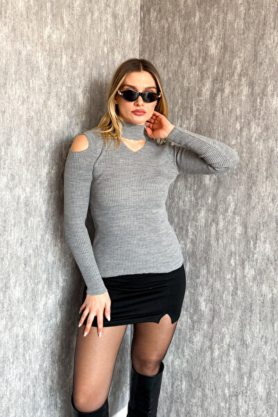 ModaPlaza Women's Off-Shoulder Half Fisherman Knit Sweater 4345