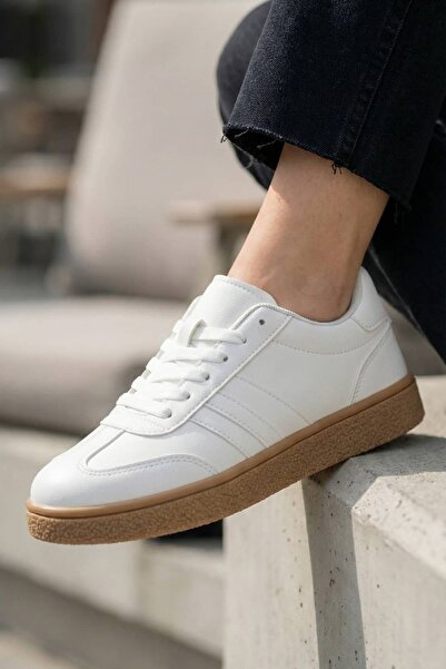 NAVİSHOES Λευκά Γυναικεία Ρετρό Αθλητικά Παπούτσια με Ρίγες, Casual Αθλητικά ...
