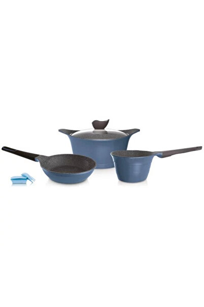 NEOFLAM Tilly Ceramic Cookware Set, 4 Pieces, Capacity 22CM / 22CM / 14CM Blu...