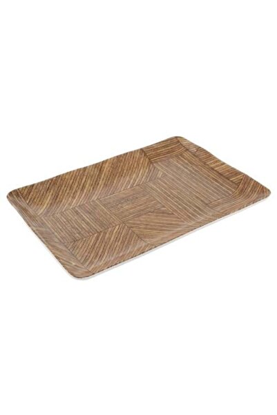 Generic Rectangular Melamine Serving Plate - Wooden Color