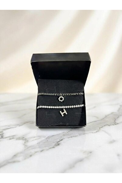 Ümaks Silvers Zircon Stone Lettered Lover's Bracelet Special Design Bracelet ...