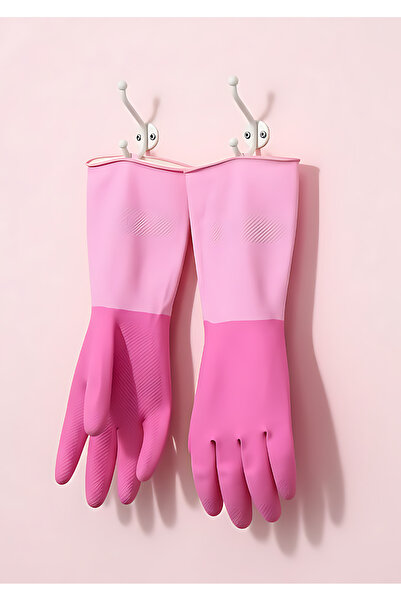 Bisbell PVC Cleaning Gloves Medium,Dual Colour Reusable Waterproof Kitchen Ru...