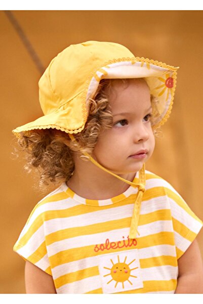 MAYORAL Pălărie din bumbac pieptănat, reversibilă, pentru fetițe, galbenă