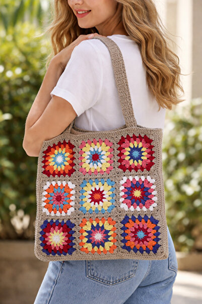 lupi Motif Hand Knitted Bag