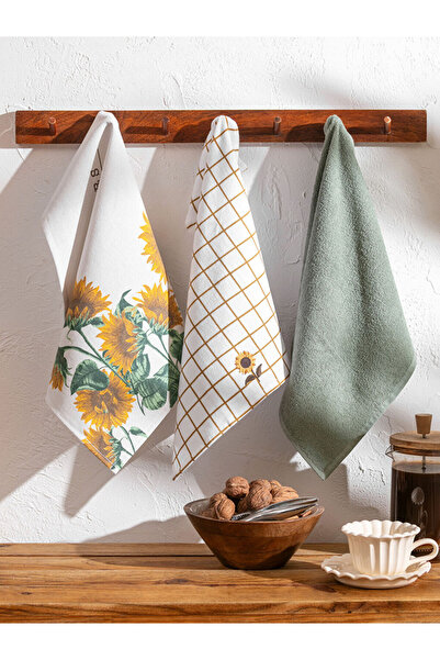 LC Waikiki Rmz Gi̇yi̇m Farkiyla Floral Printed Tea Towel 3-Piece Set 40X50 cm