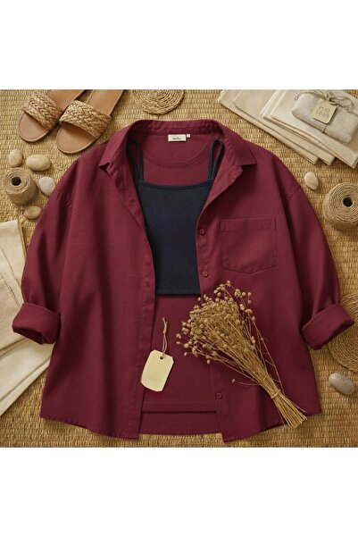 miremiran Doğal Keten Kumaş Oversize Salaş Kalıp Kadın Gömlek – Yazlık Rahat ...