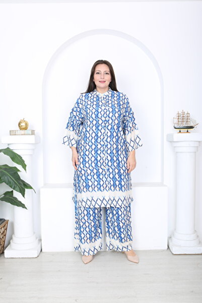 XL Modam Women's Patterned Plus Size Tunic Pants Set