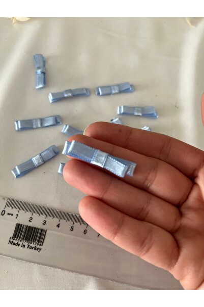 partici dükkanı Mini Ready-Made Bow - Satin Double Layer Bow - Baby Blue Colo...