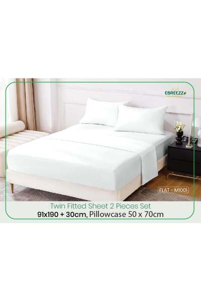 EBREEZZ Twin Fitted Sheet Set 2 PCS – 100% Microfiber Bedding