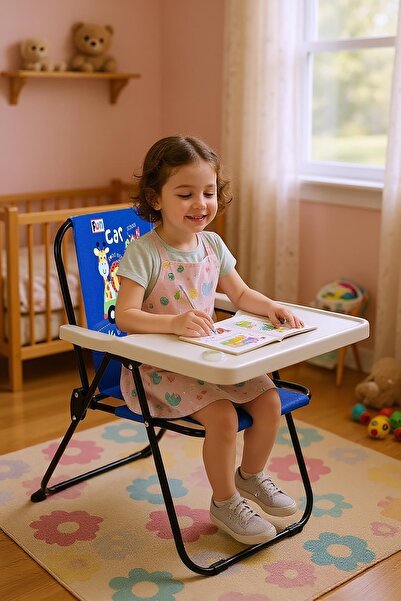 Exent 2-6 Yaş FUN CAR LÜX Çocuk Piknik Sandalyesi-Mini Kamp Sandalyesi-MAVİ