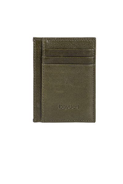 BAYDERİ Biwoly Leather Card Holder Green