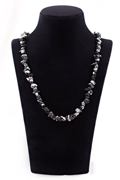 SAURACHI Snow Obsidian Stone Pendant Irregular Shaped Natural Stone Cracked S...