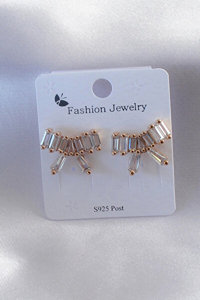 Nacario Mey Import ®   Gold Color Ribbon Model Zircon Stone Women's Earrings