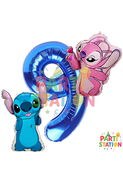 Parti Station Stitc & Angel 9 Year Old Balloon Set – Navy Blue 9 Number Foil ...