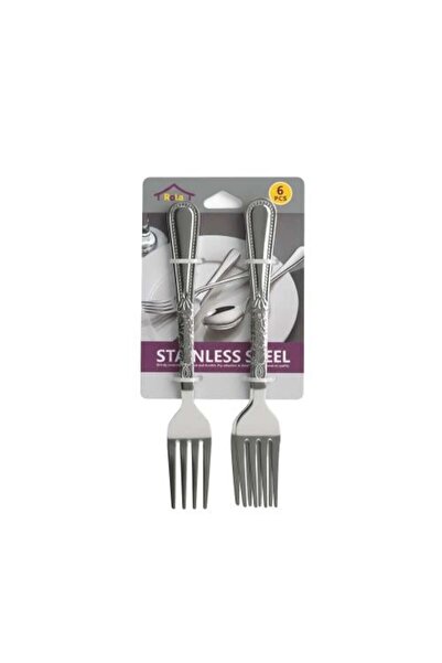 Generic Engraved Stainless Steel Fork Set - 6 Pieces