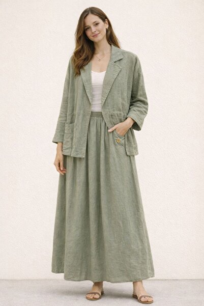 AGORATEKSTİL Women's New Season 100% Cotton Fabric Drawstring Jacket and Doub...