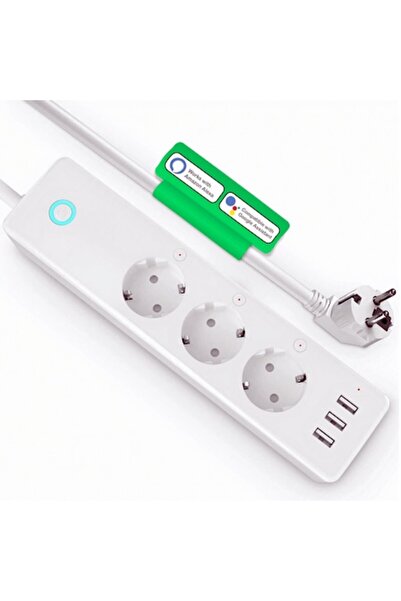 DAMUR Smart Power Strip A5, 3 Outlets, 3 USB Ports, White, 1.5m